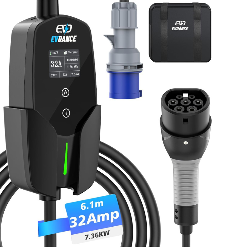 Portable Ev Charger 32A Type 2 Cee Plug - EVDANCE 32A tipo 2 caricatore EV