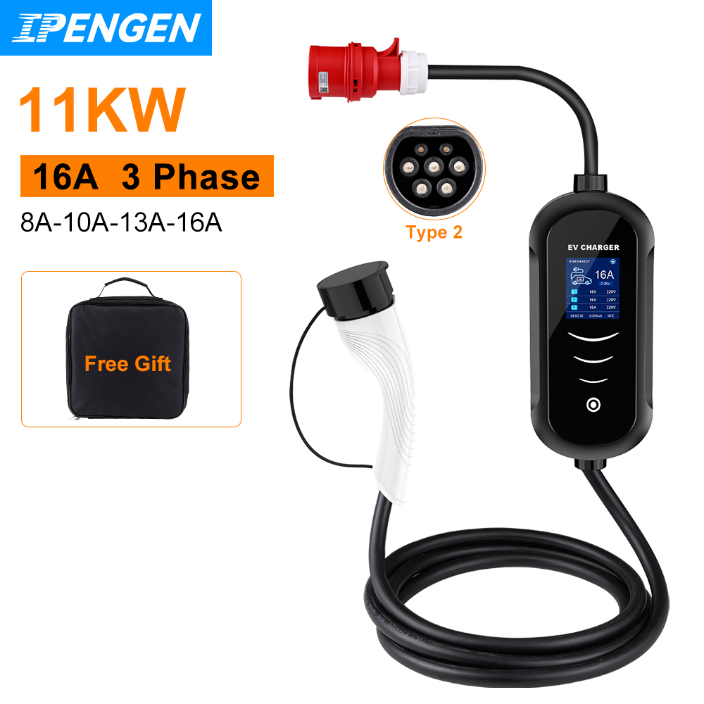 Portable Ev Charger 32A Type 2 Cee Plug - IPENGEN 11KW 16A 3 fasi EV