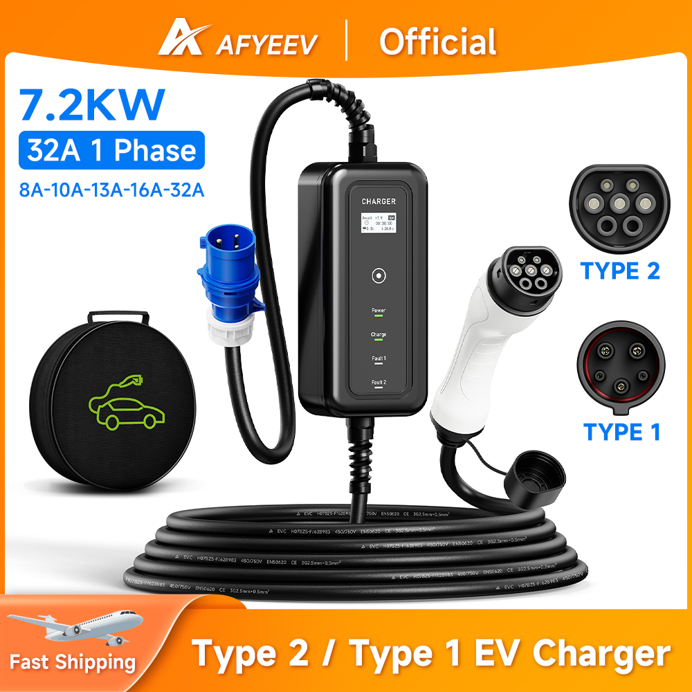 Portable Ev Charger 32A Type 2 Cee Plug - AFYEEV caricatore portatile EV Wallbox Type2