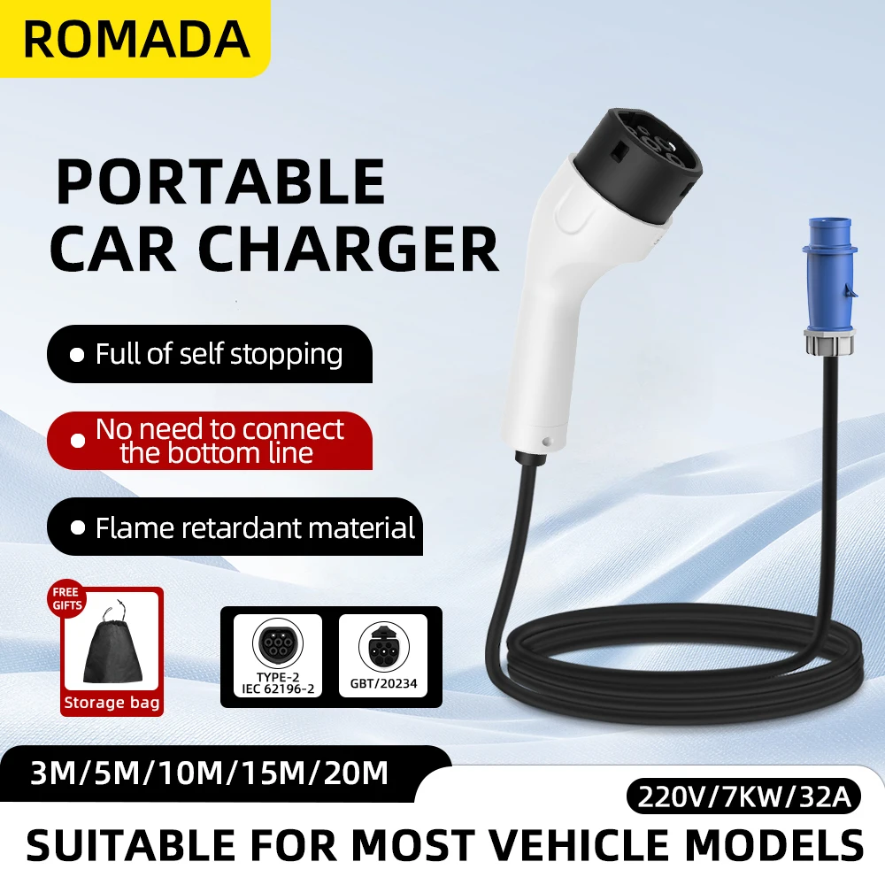 Caricatore Portatile EV ROMADA - Portable Ev Charger 32A Type 2 Cee Plug recensione e prezzo
