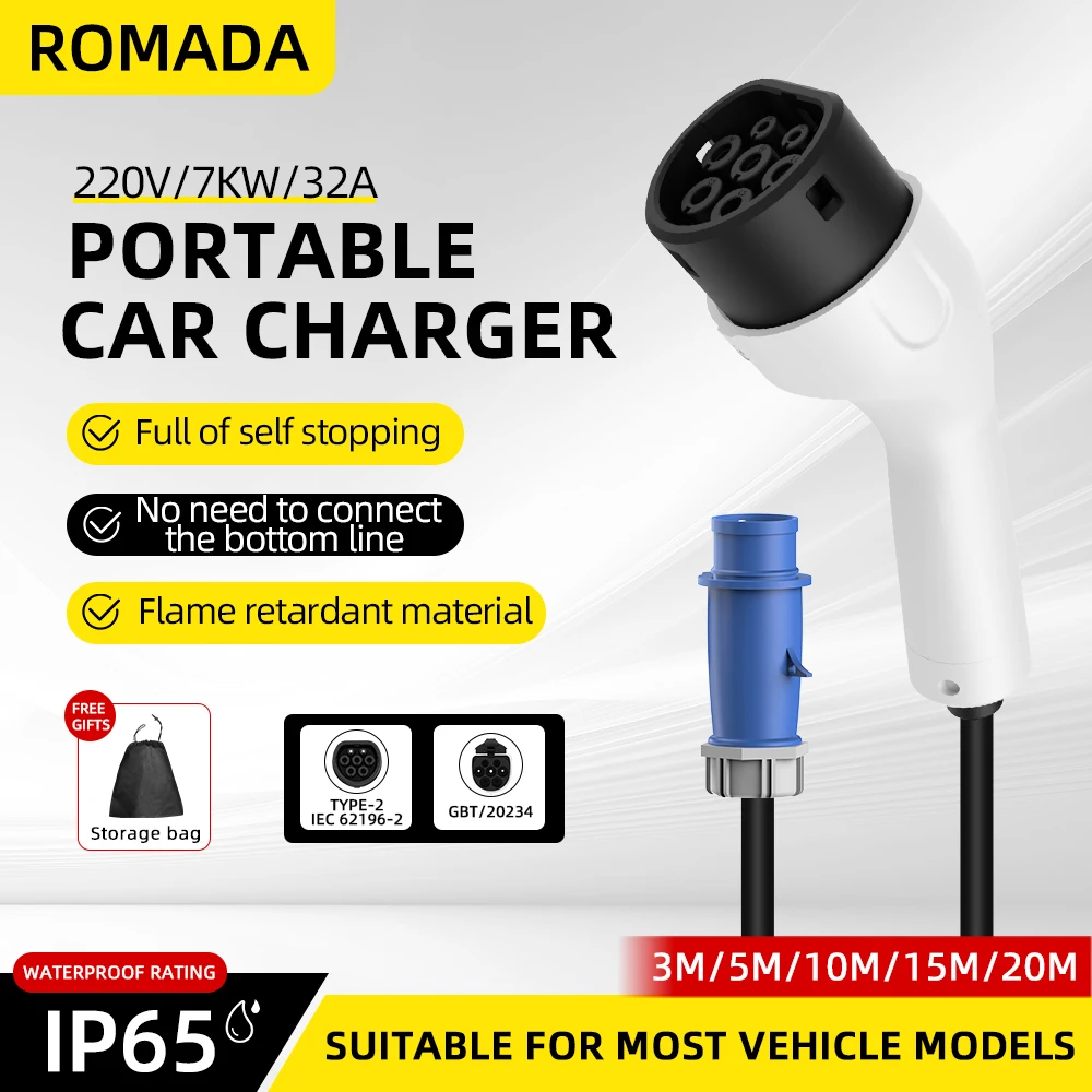 Caricatore Portatile EV ROMADA - Portable Ev Charger 32A Type 2 Cee Plug recensione e prezzo