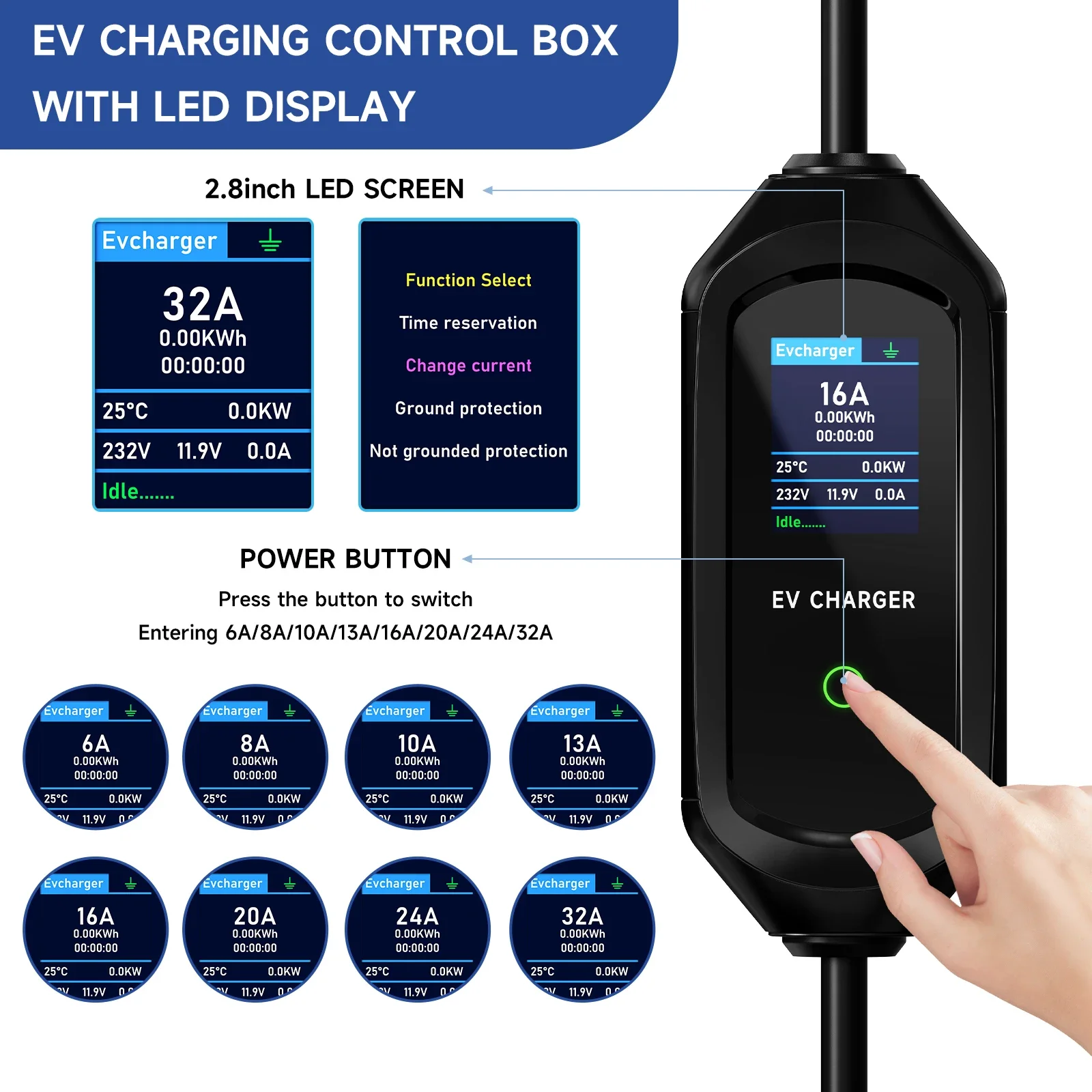 Caricatore EV Puppyfc 7.2KW Ti - Portable Ev Charger 32A Type 2 Cee Plug recensione e prezzo